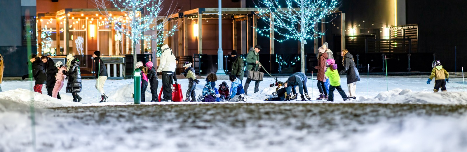 Skaters on Place 1604's skating oval