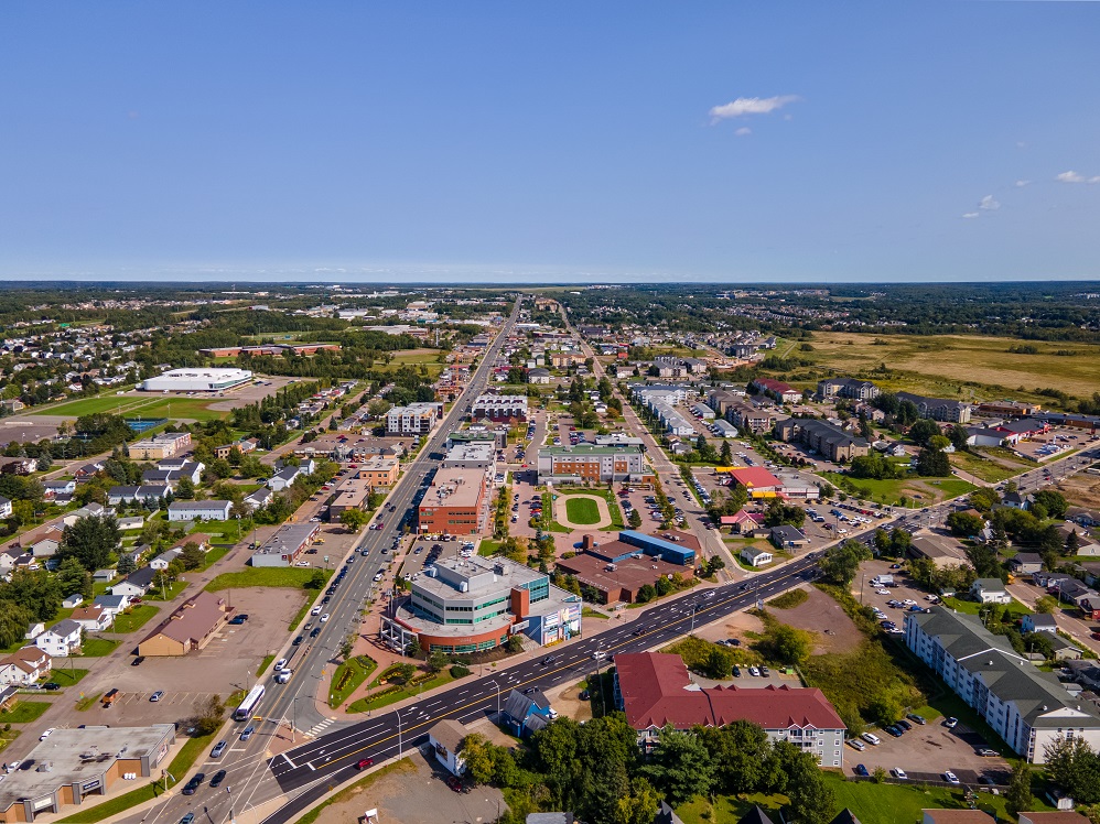 Aerial view of commercial growth in Dieppe