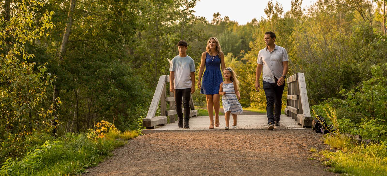 Family in a walking trail