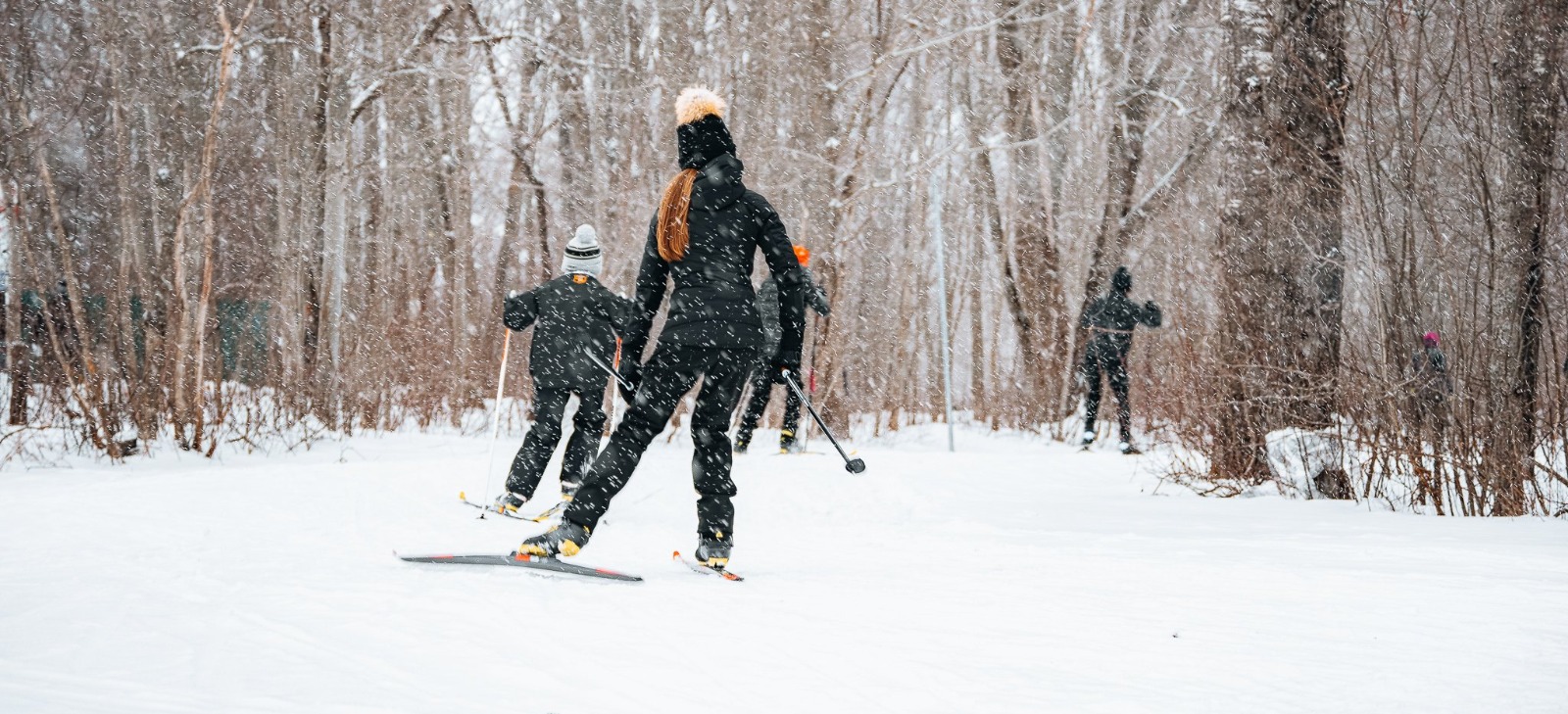 People cross-country skiing at St-Anselme Rotary Park