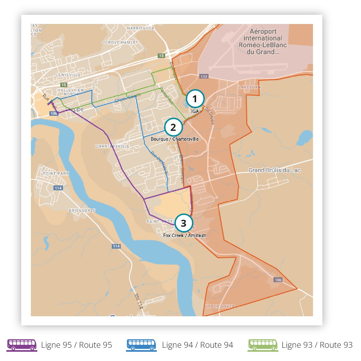 Map showing the new transfer points for on-demand transit
