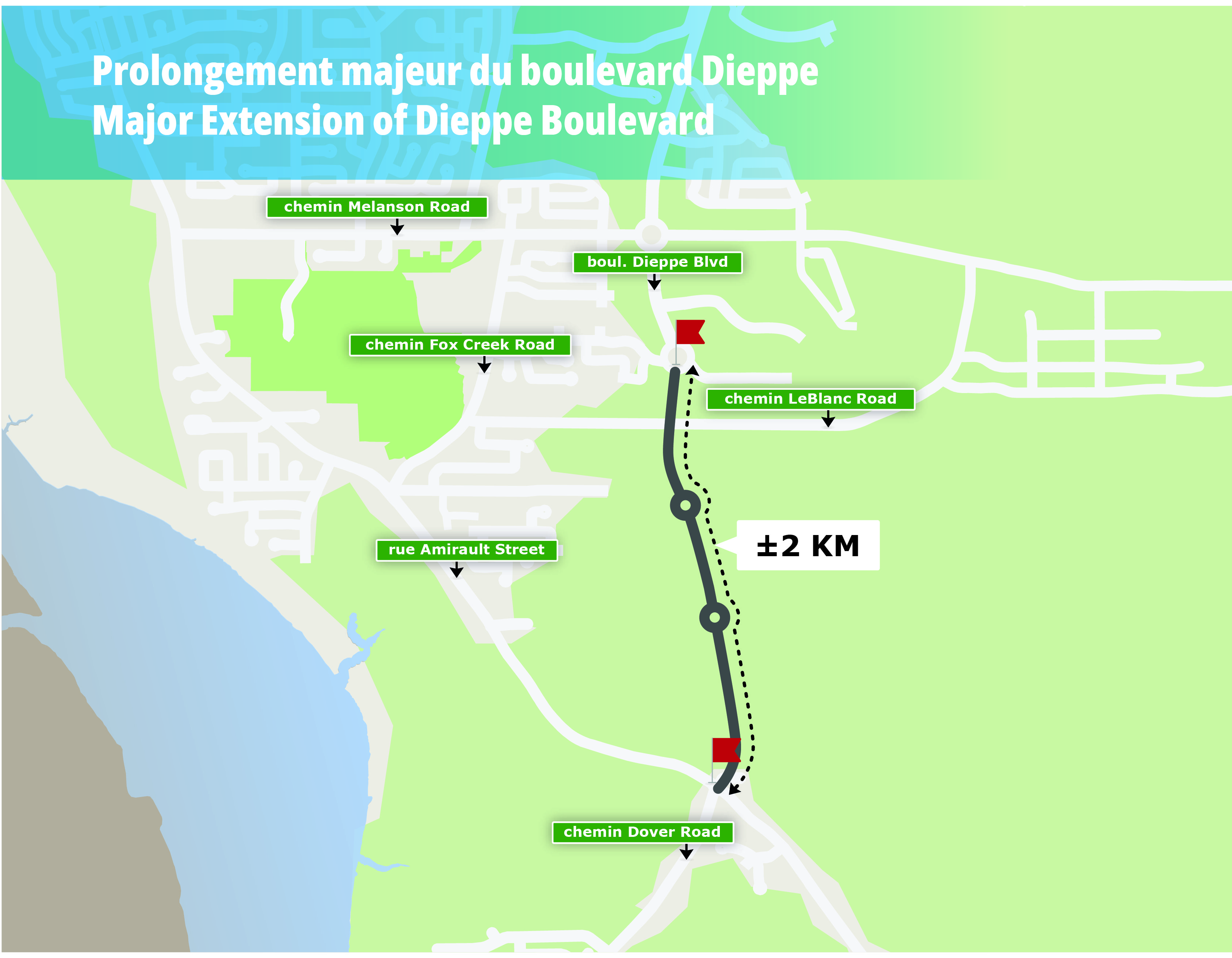 Tracé préliminaire de l'extension du boulevard Dieppe